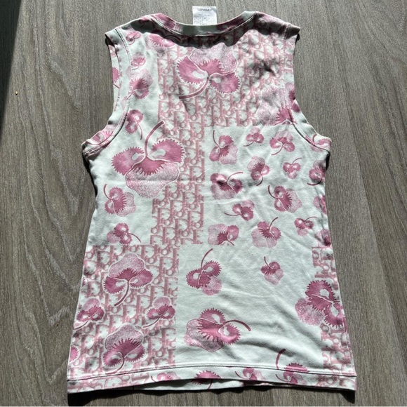 Vintage Dior Floral Sleeveless Tank Top - Pink & White - Picture 2 of 4